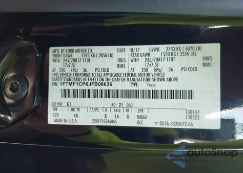 2018 Ford F-150 Xl из США, поврежденный, VIN 1FTMF1CP6JFB08636